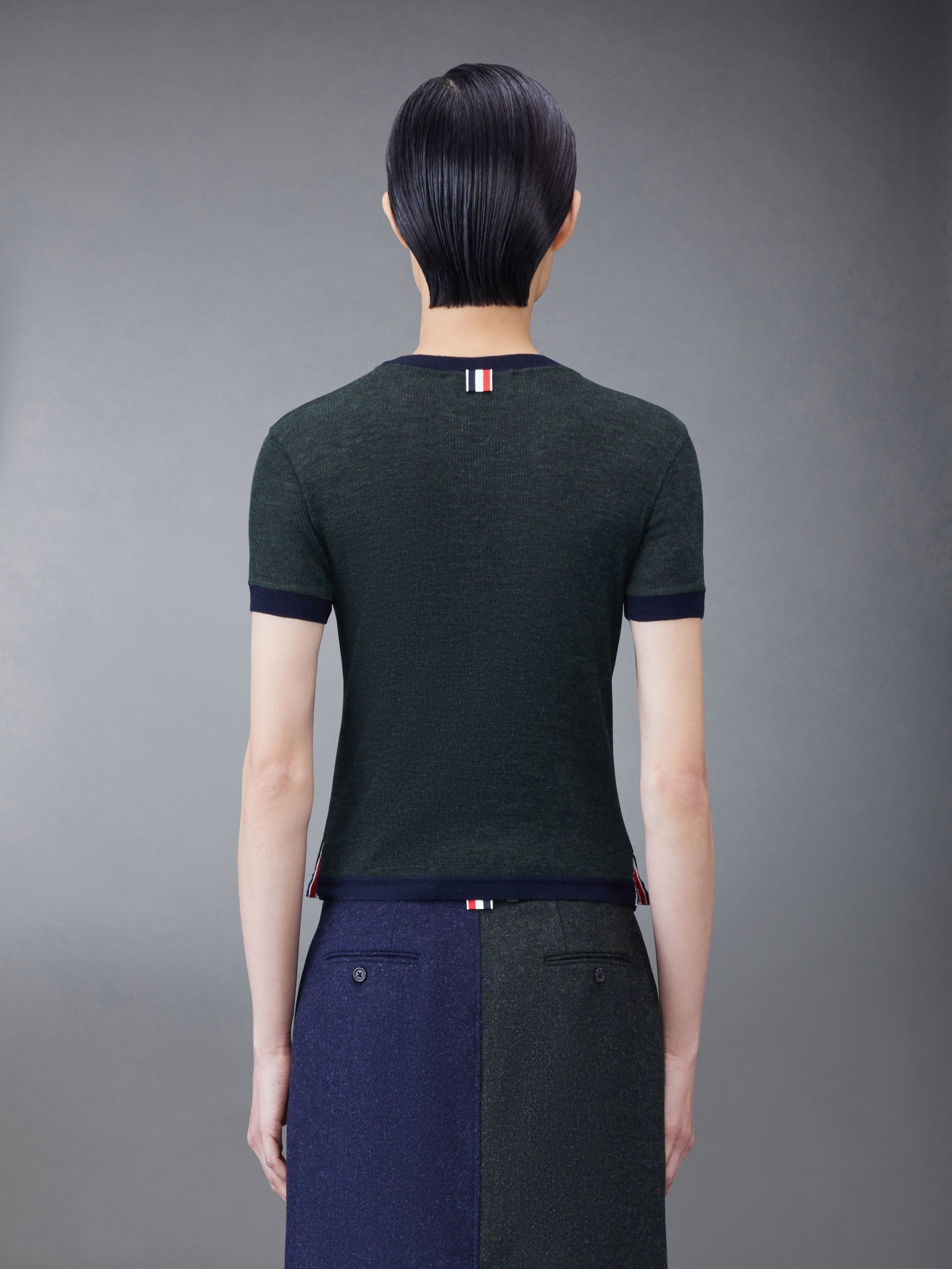 Wool Rib Contrast Trim Tee - 2