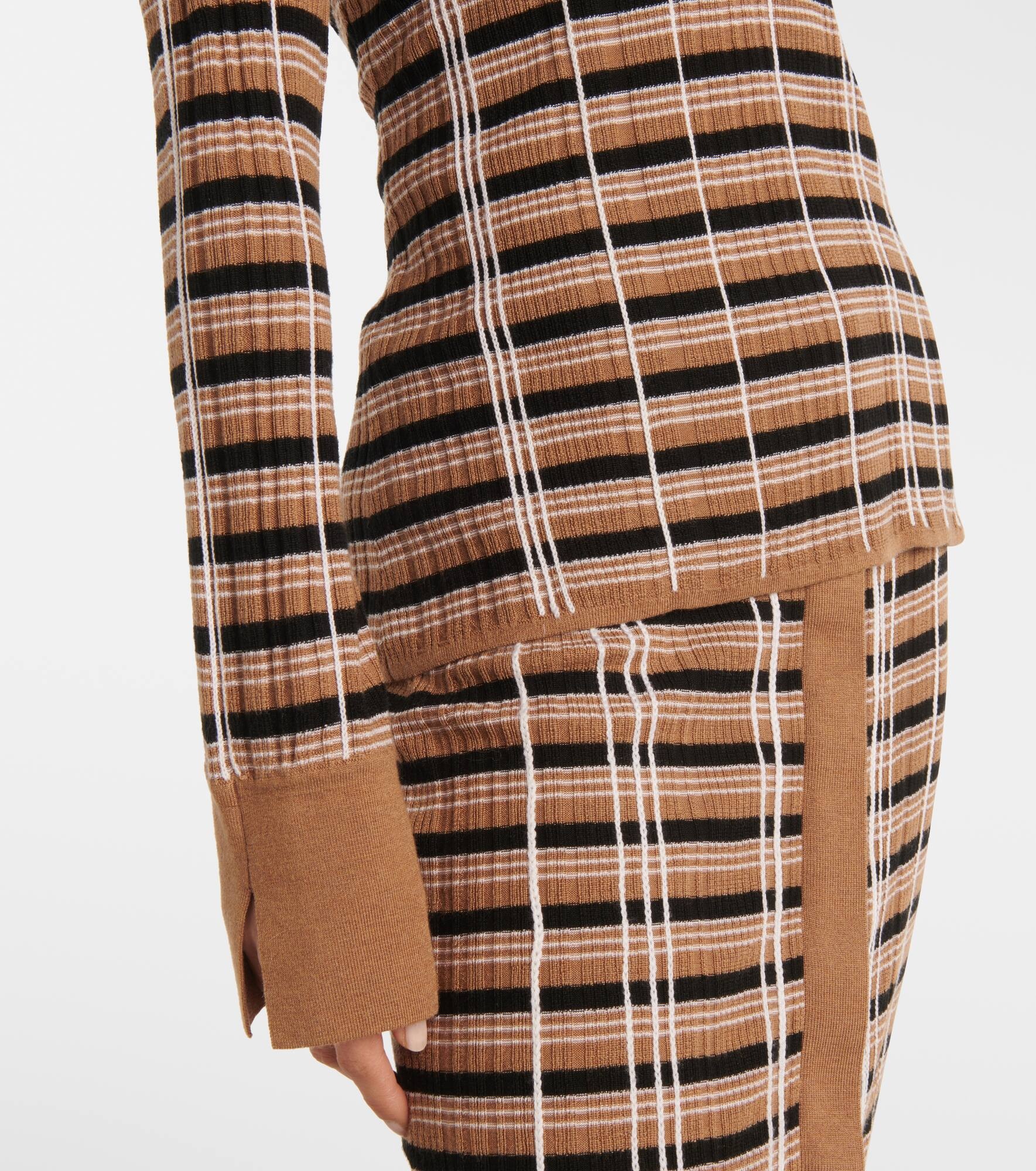 Checked wool and silk polo sweater - 5