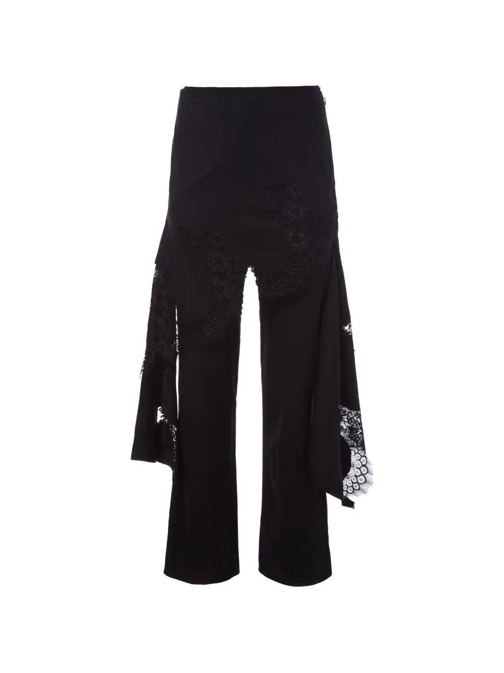 lace-hem deconstructed trousers - 1