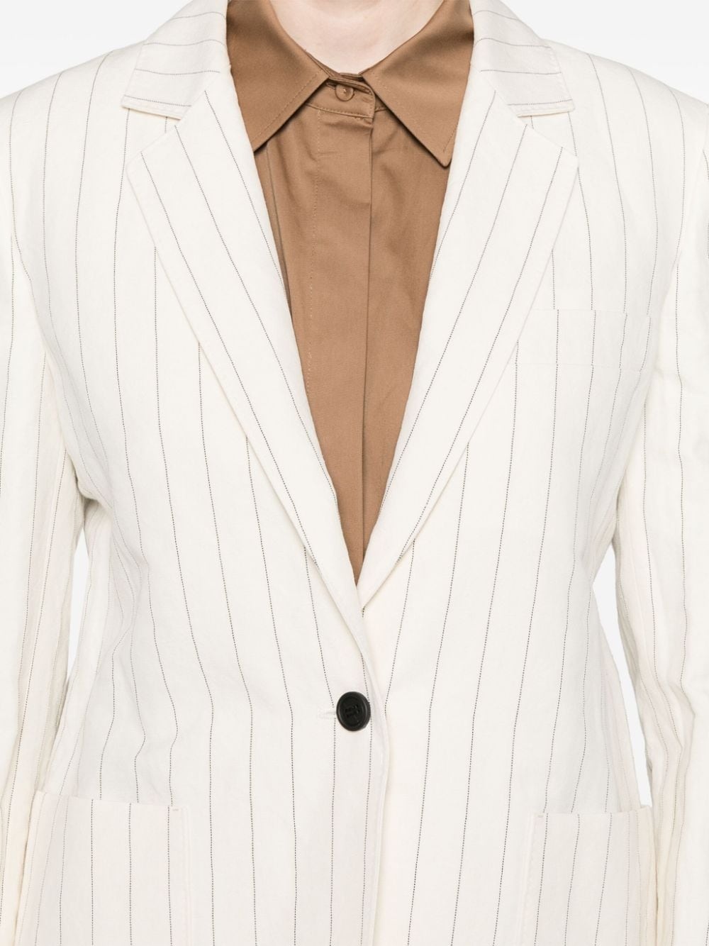 single-breasted pinstriped blazer - 5