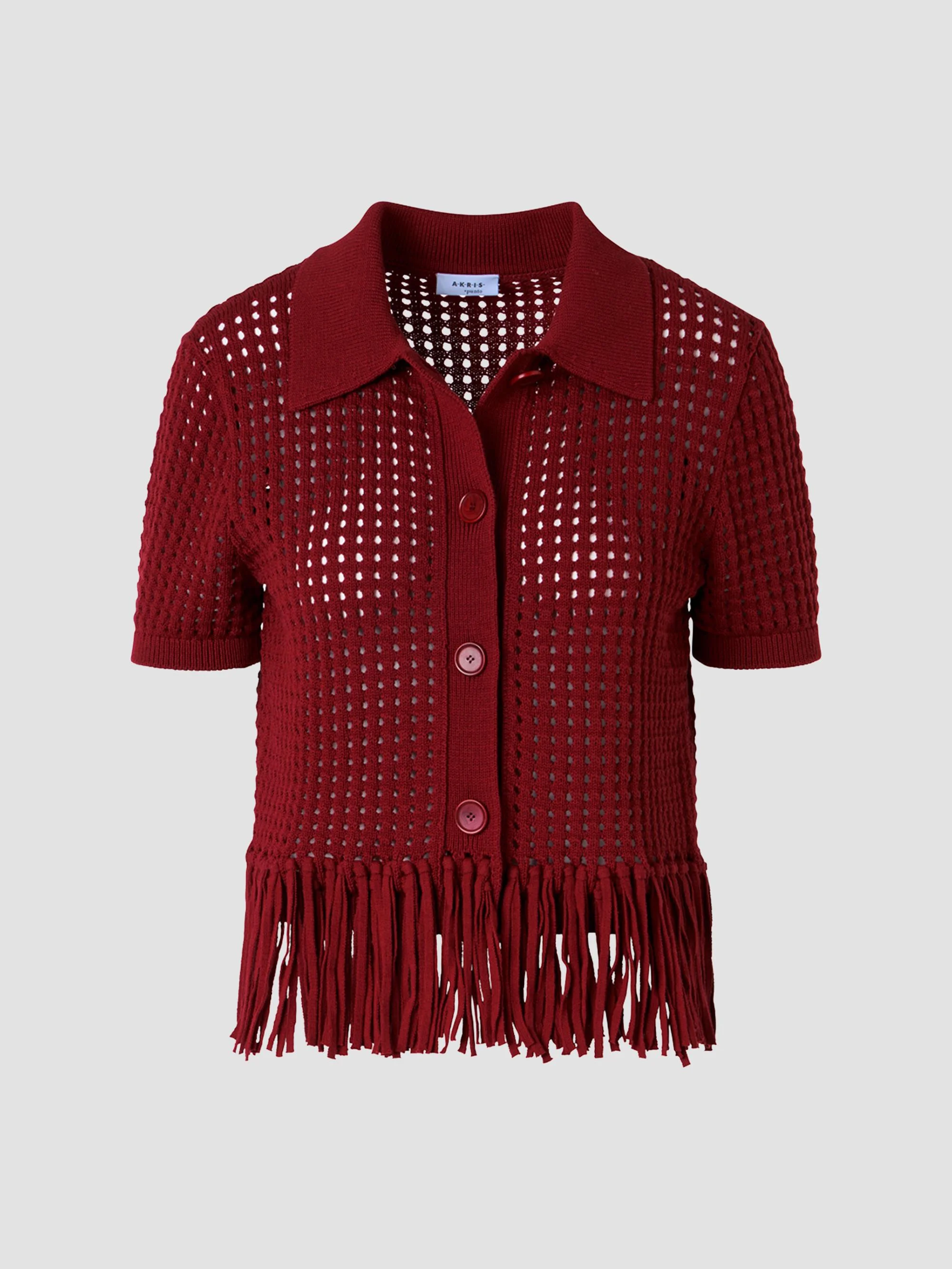 Women's Net Cotton Fringe Shirt - Pomegranate - 1