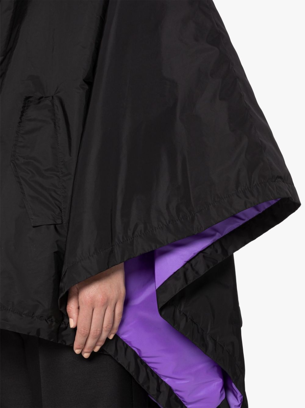 SIMA BLACK NYLON HOODED PONCHO - 6