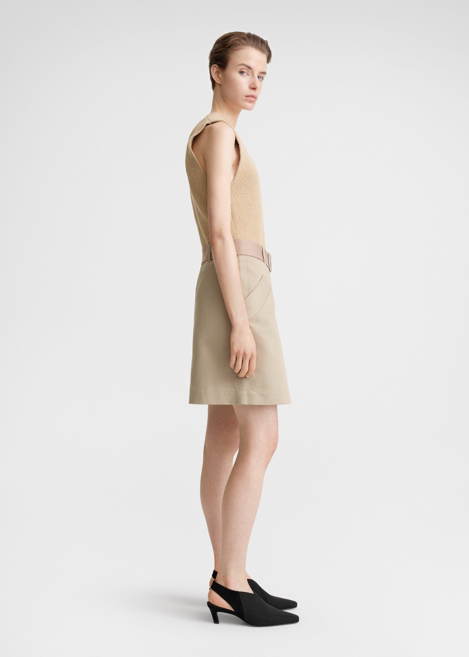 Cotton trench skirt fawn - 3