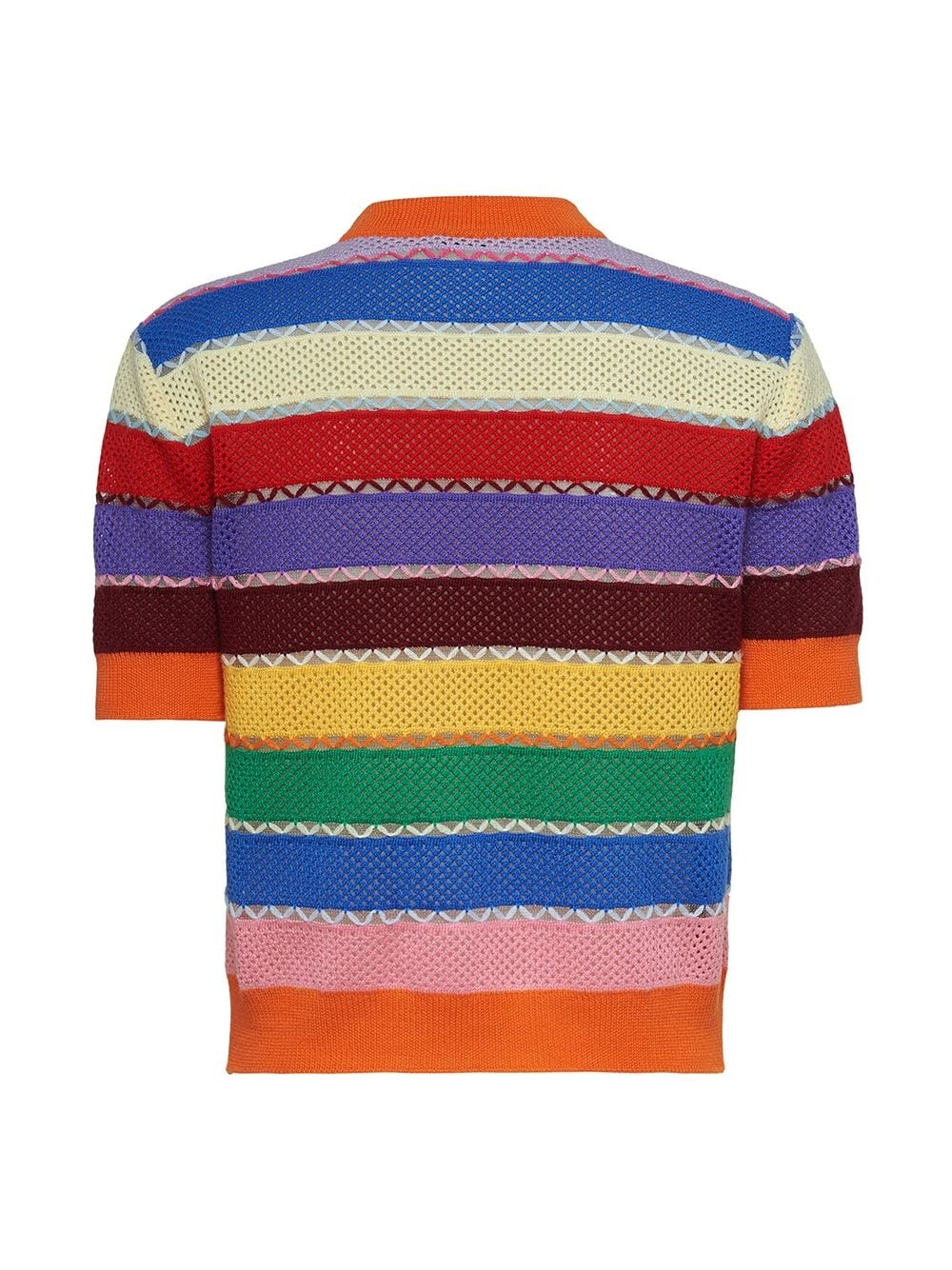 striped short-sleeve knitted top - 2