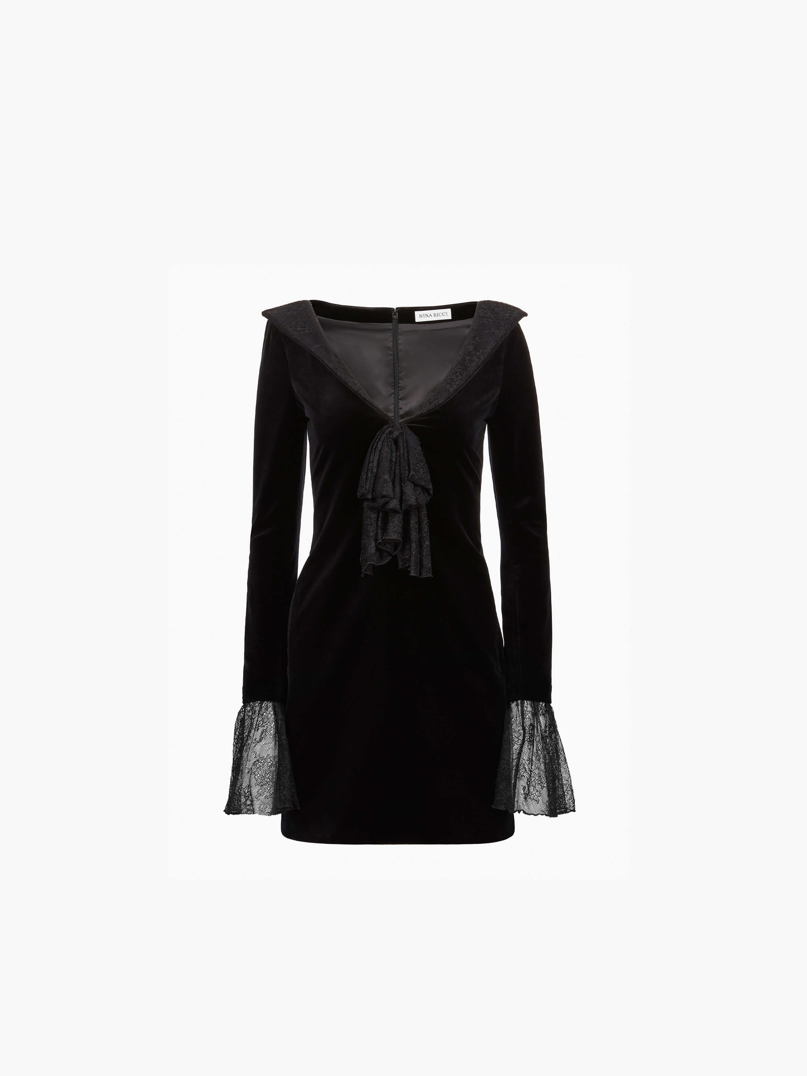 Velvet Mini Dress With Bow - 5