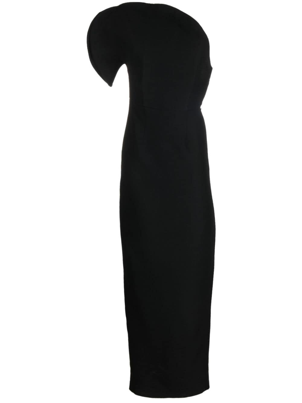 asymmetric silk-wool maxi dress - 1