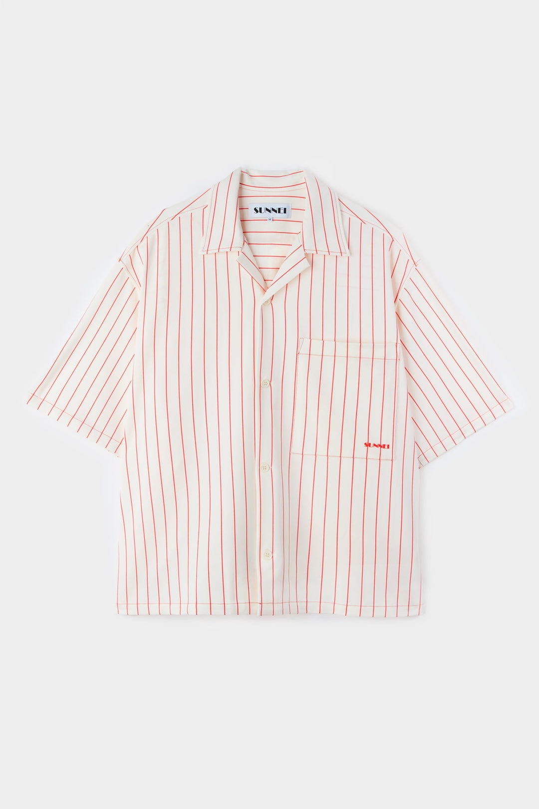 SHORT SLEEVE SHIRT / white & red stripes - 2