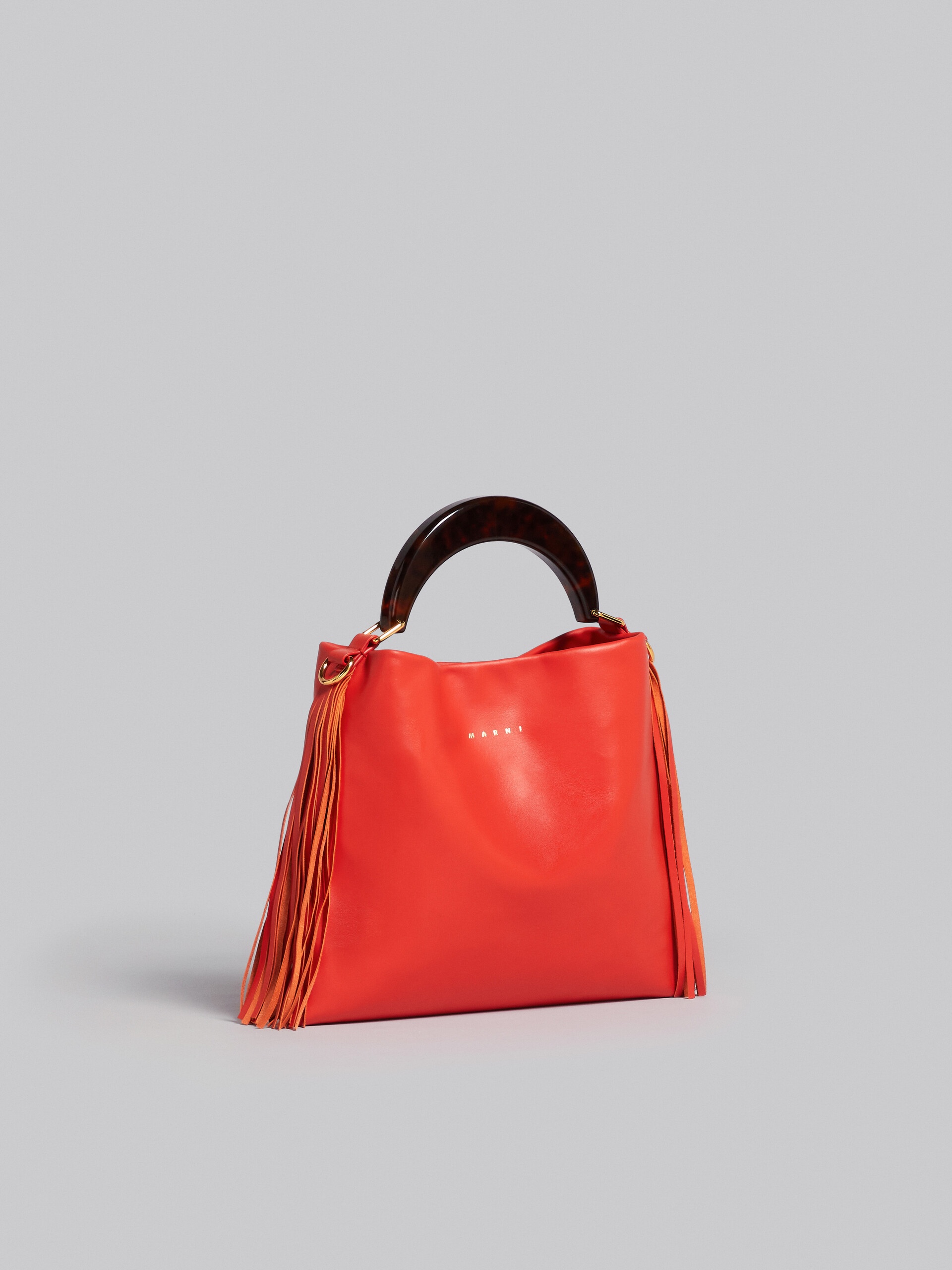 VENICE SMALL BAG IN ORANGE LEATHER WITH FRINGES - 6