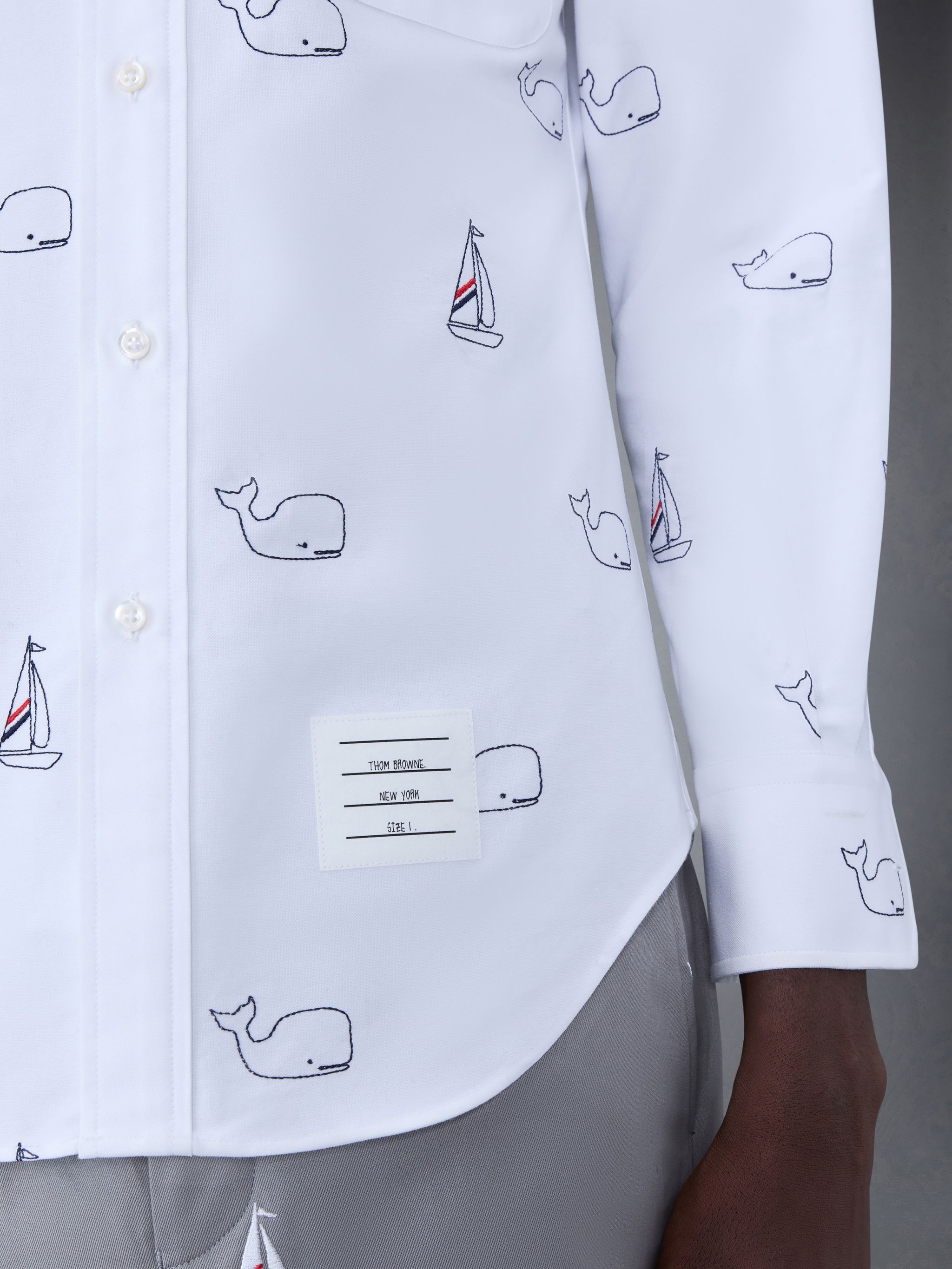 Oxford Whale and Ship Embroidered Shirt - 6