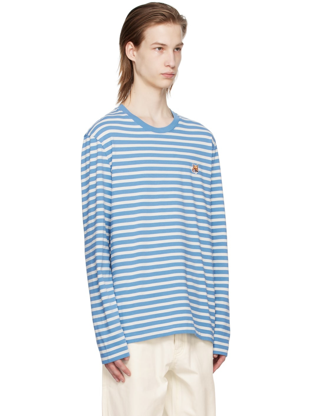 Blue Bold Fox Head Long Sleeve T-Shirt - 2