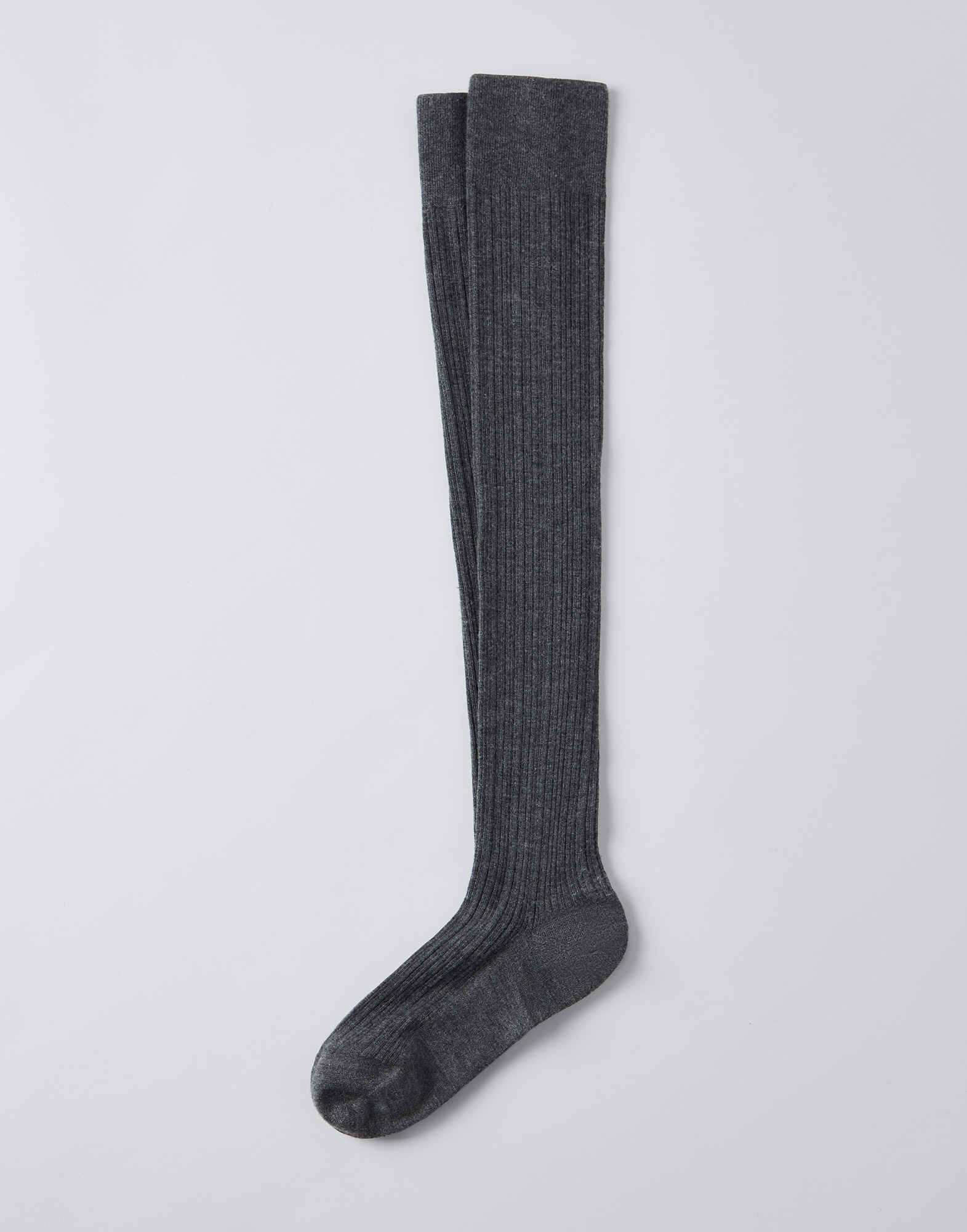Stretch cashmere rib knit socks - 1