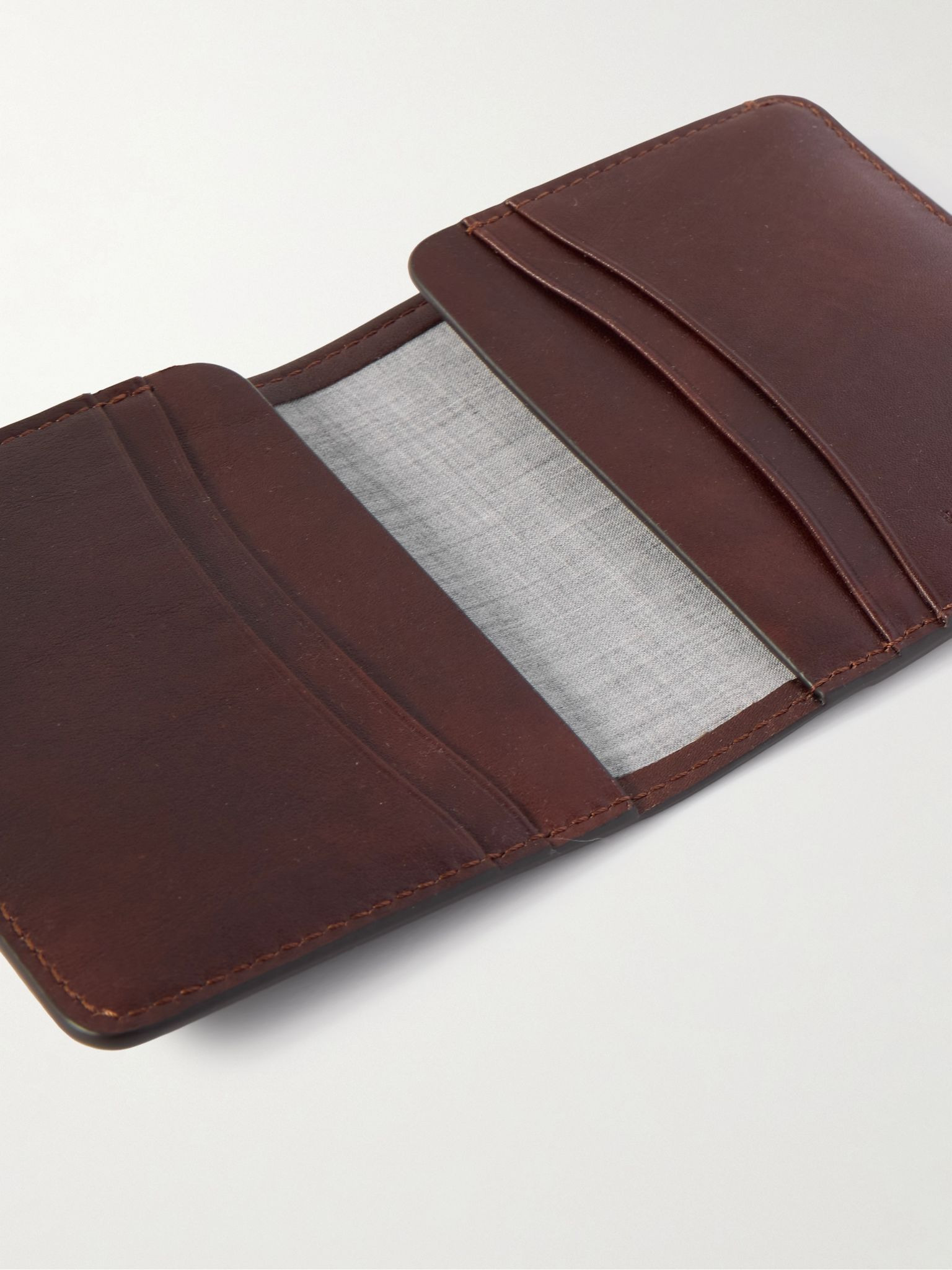 Logo-Debossed Leather Bifold Cardholder Burgundy - 4