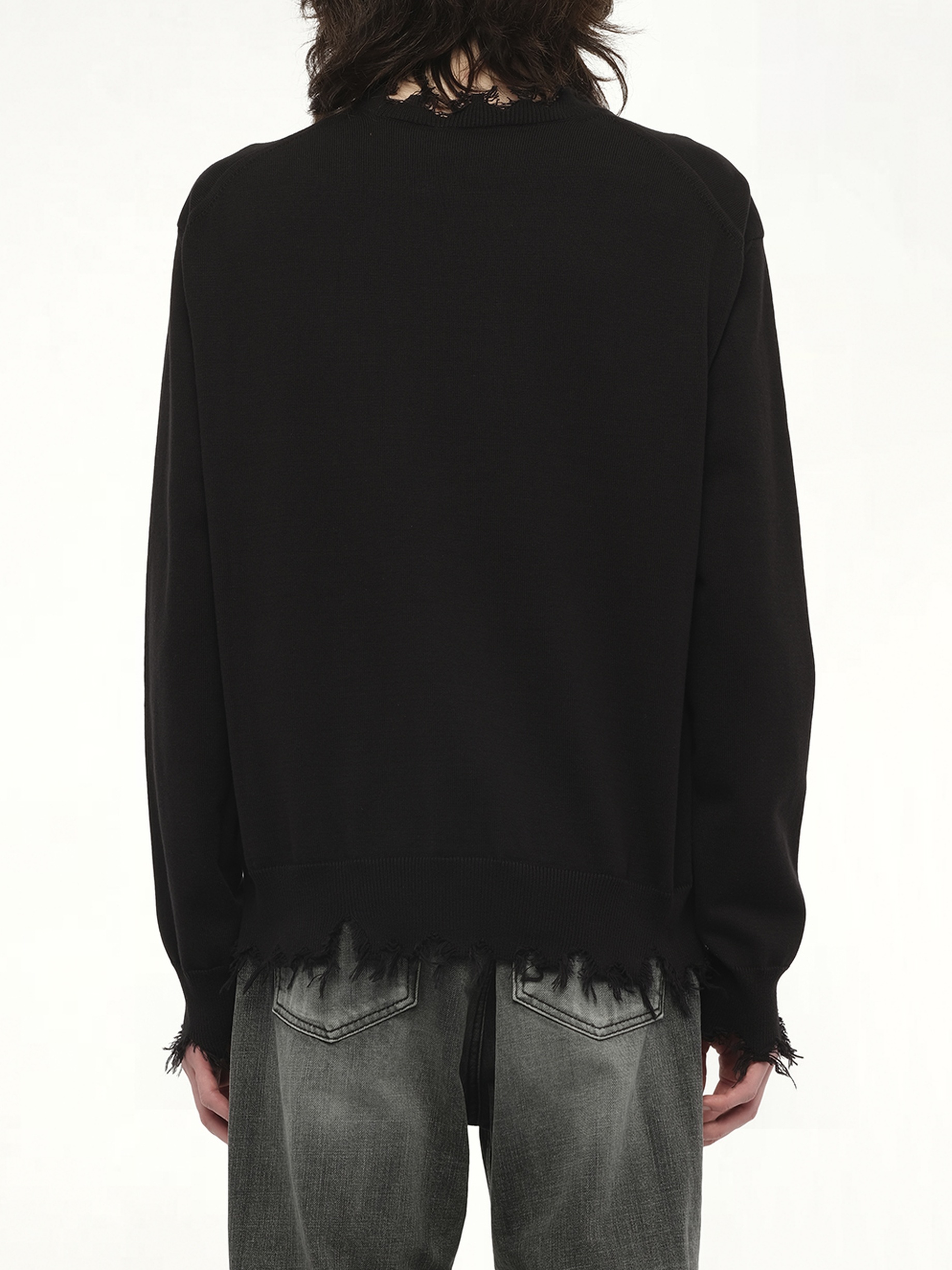 Grunge Rhinestone Logo Sweater in Black - 6
