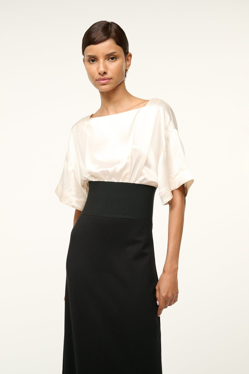 STAUD GARNET DRESS IVORY BLACK 4