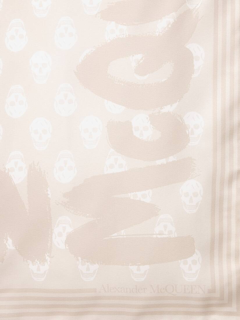 Women's McQueen Graffiti Biker Foulard in Cream - 3