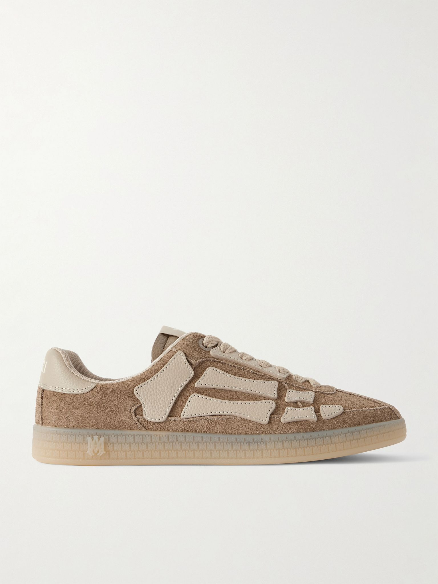 Pacific Bones Appliquéd Suede and Full-Grain Leather Sneakers Brown - 1