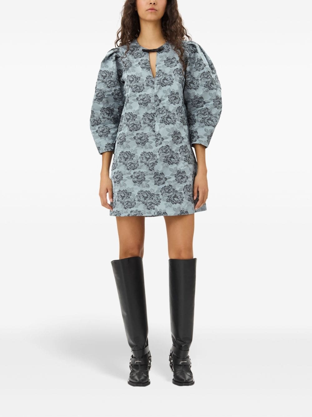 patterned-jacquard mini dress - 2