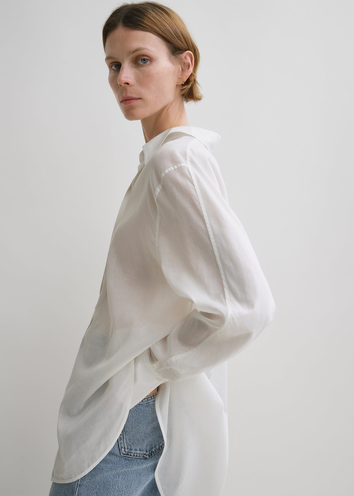 Kimono-sleeve cotton shirt white - 5