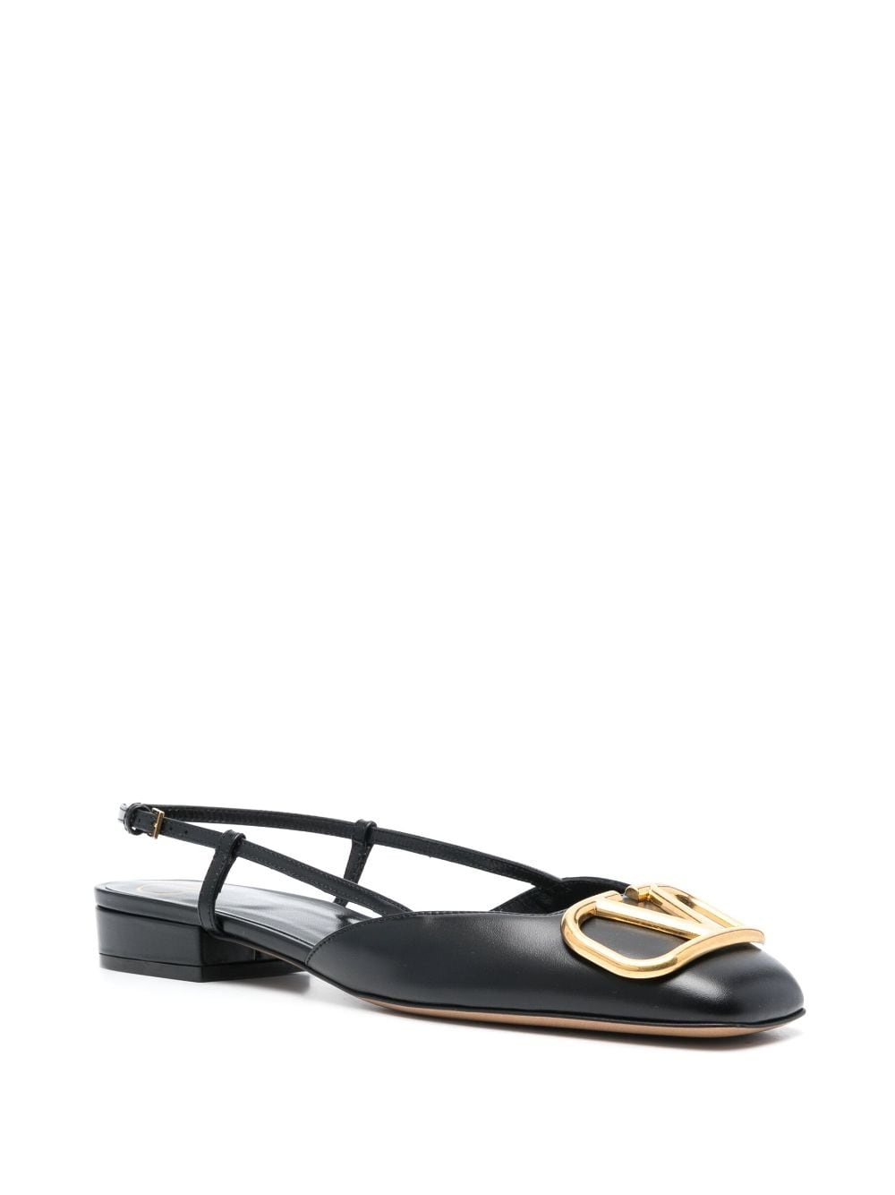 VLogo leather slingback ballerina shoes - 2
