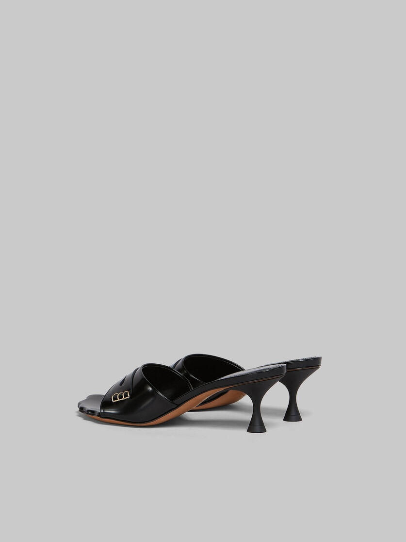 BLACK LEATHER MOONLIGHT SANDAL WITH SCULPTED TOE - 3