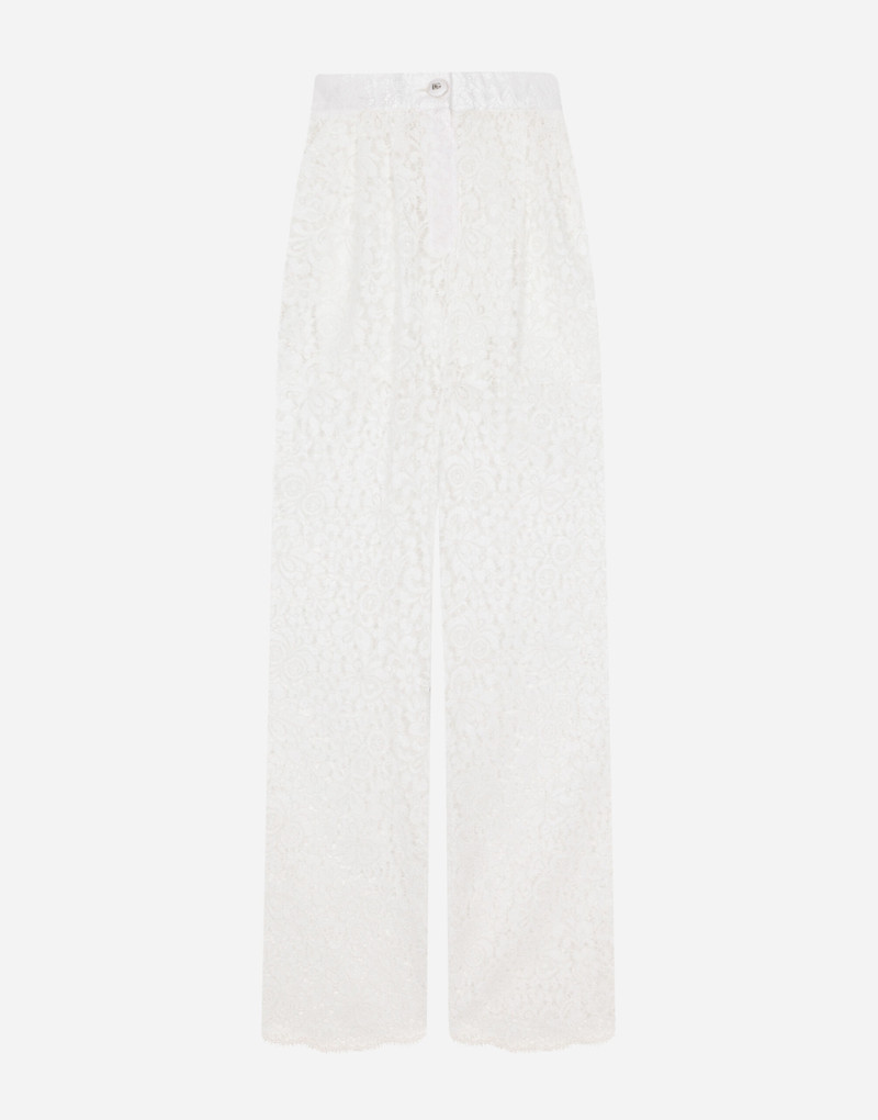 Flared floral cordonetto lace pants 1