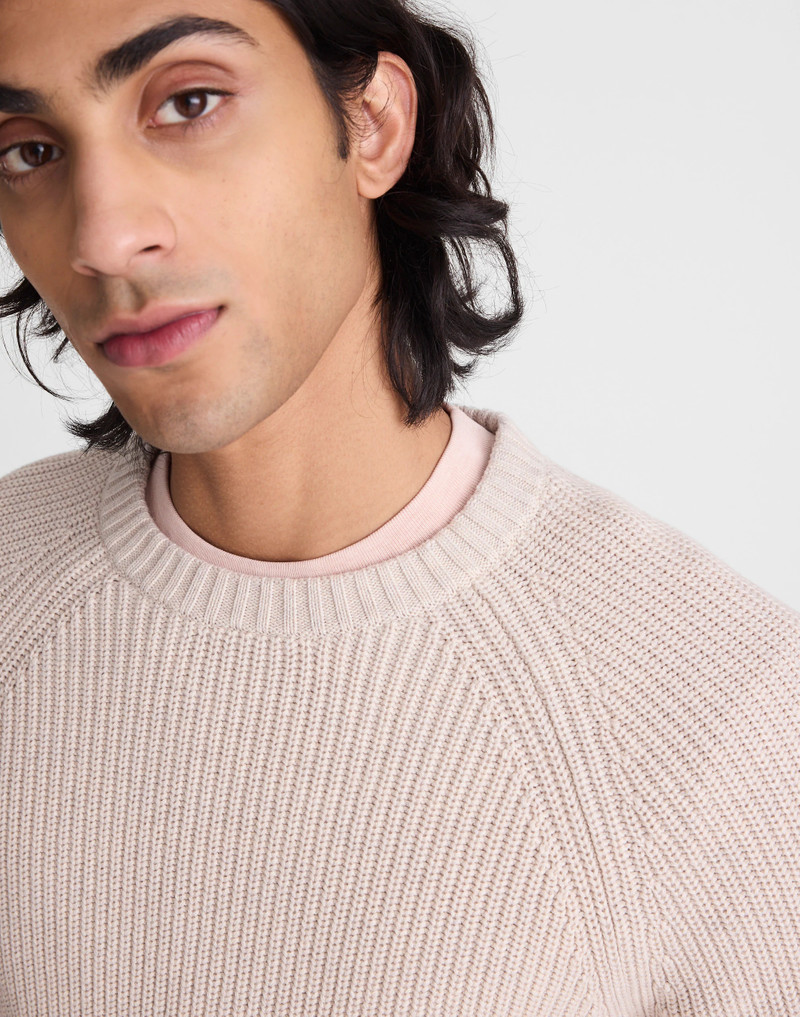 Cotton Shaker-Stitch Crewneck Sweater 6