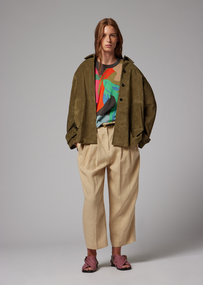 Women's Olive Suede Swing Jackets 12
