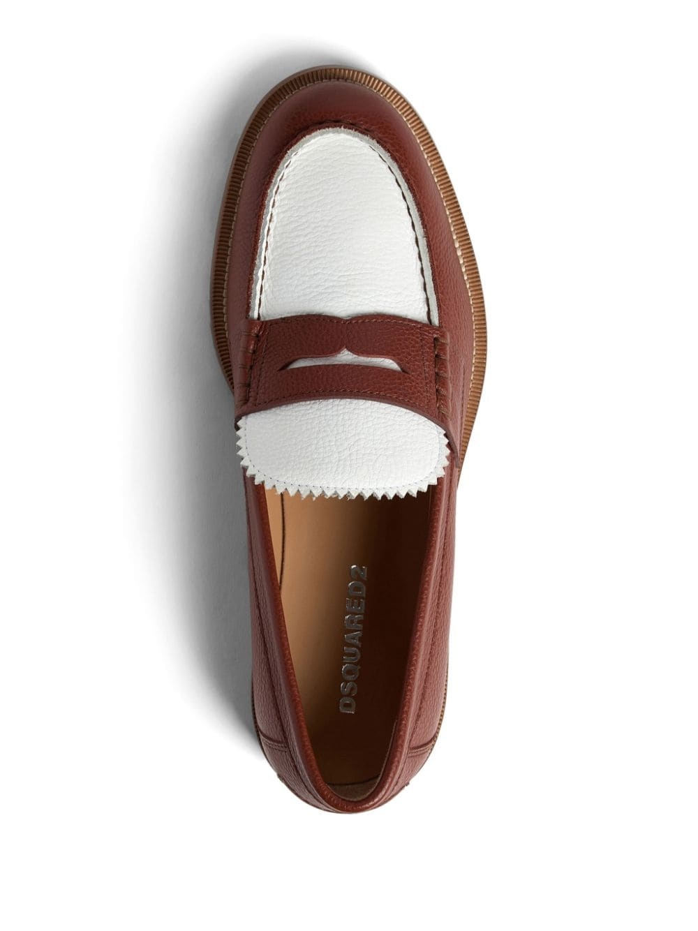 colour-block leather loafers - 4