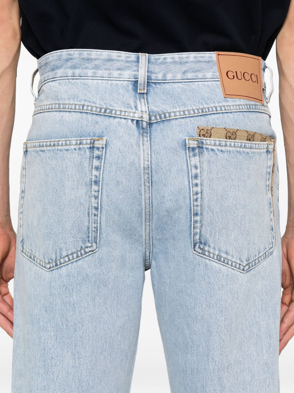 GG canvas insert jeans - 5