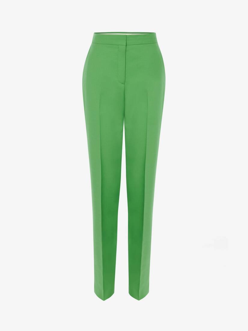 Women's Long Cigarette Trousers in Acid Green - 1