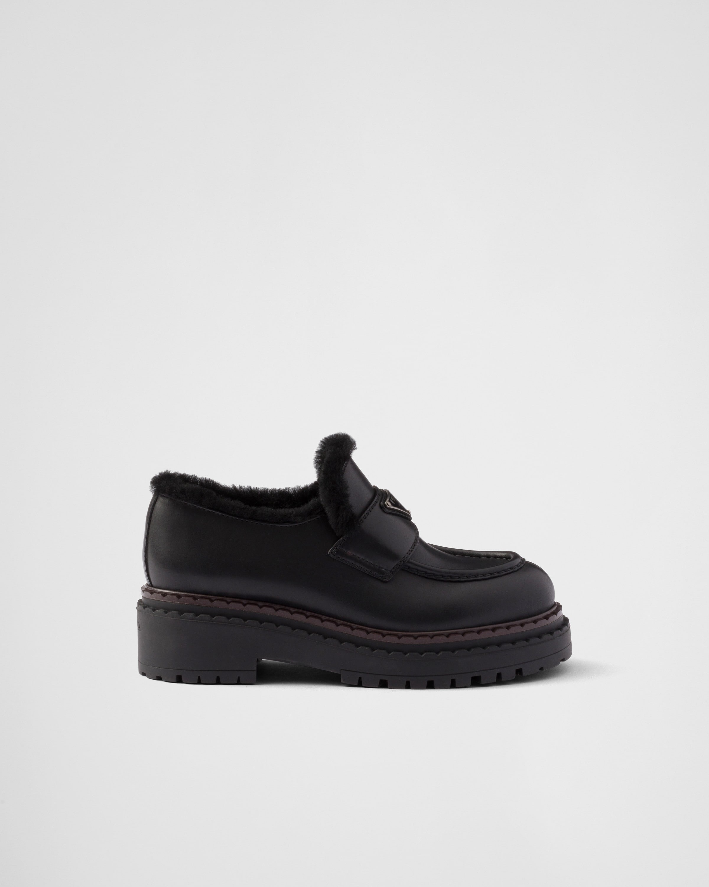 Double Chocolate leather and shearling loafers - 2