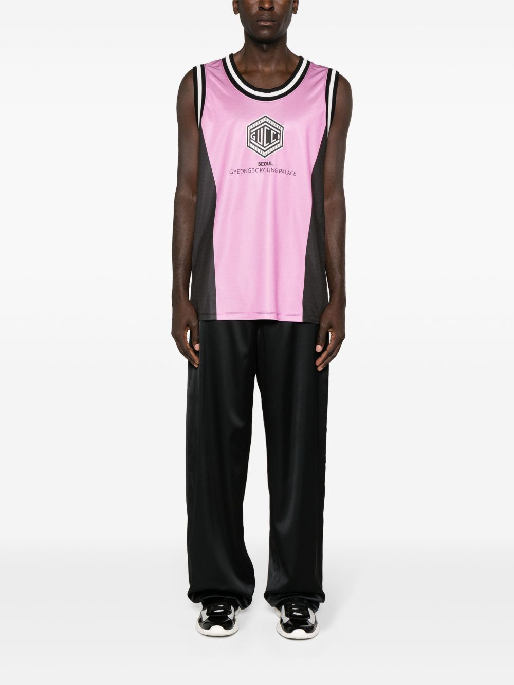 logo-print jersey tank top - 2
