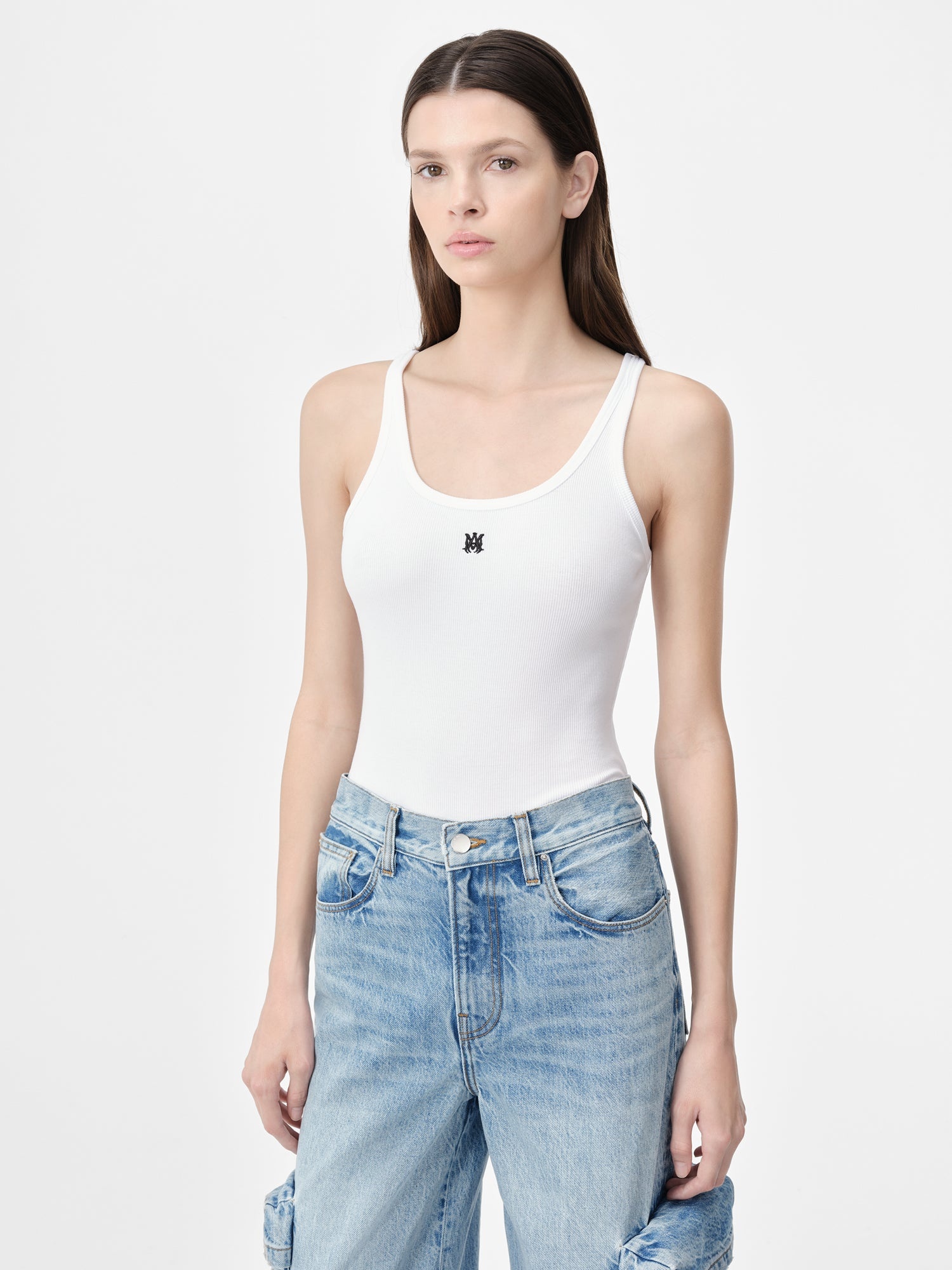 MA EMBROIDERED RIBBED TANK - 3