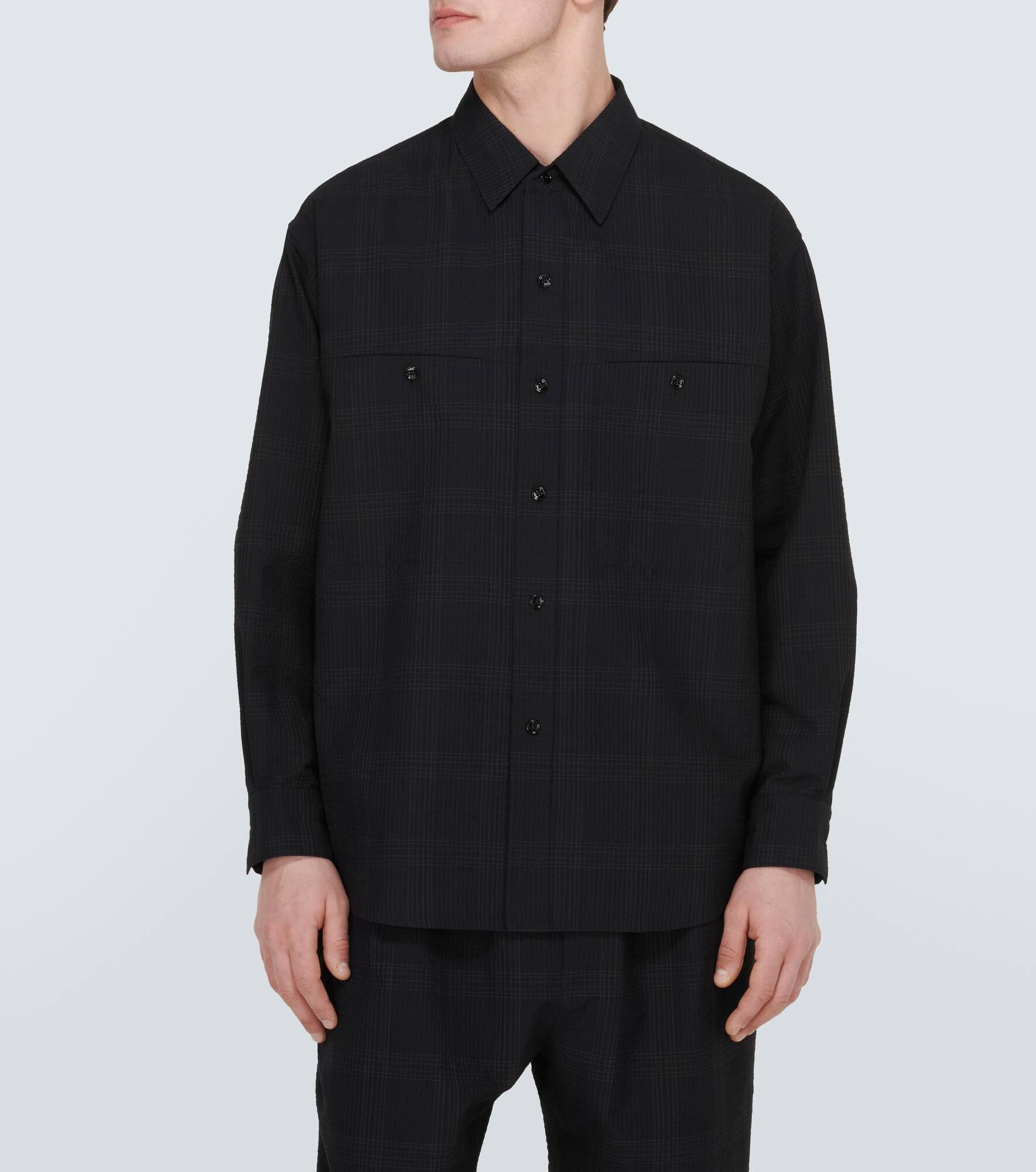 Checked wool seersucker shirt - 3