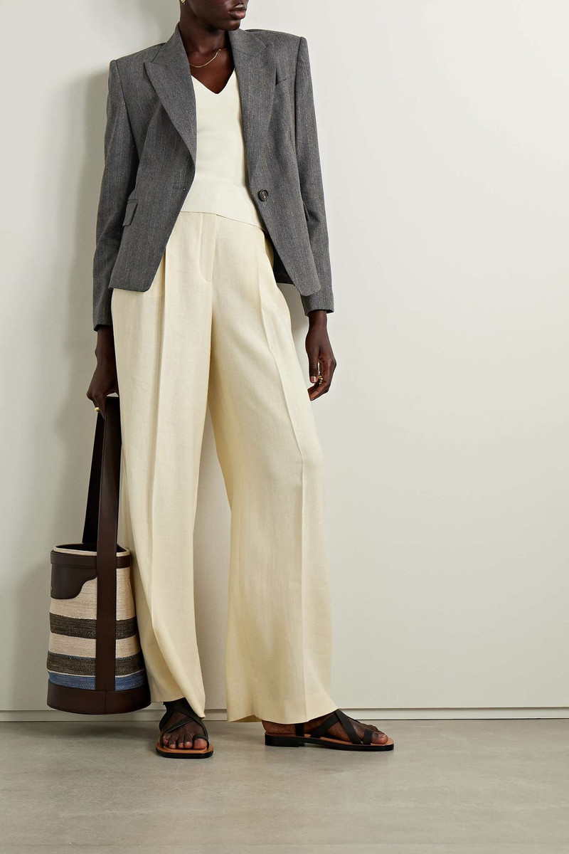 Brunello Cucinelli Striped metallic wool-blend blazer outlook