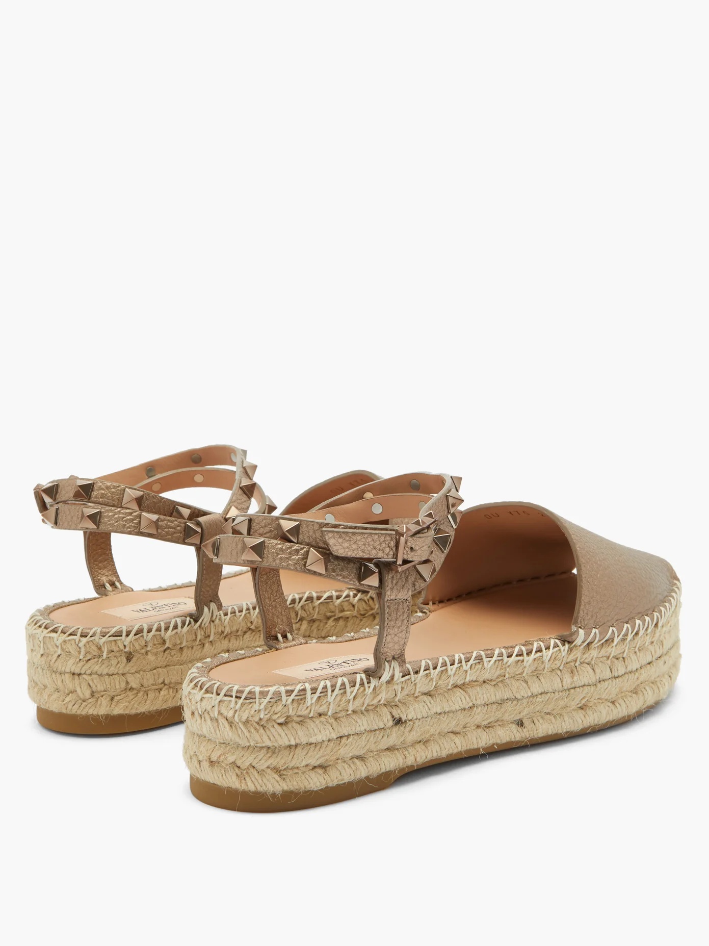 Rockstud wraparound leather espadrilles - 4