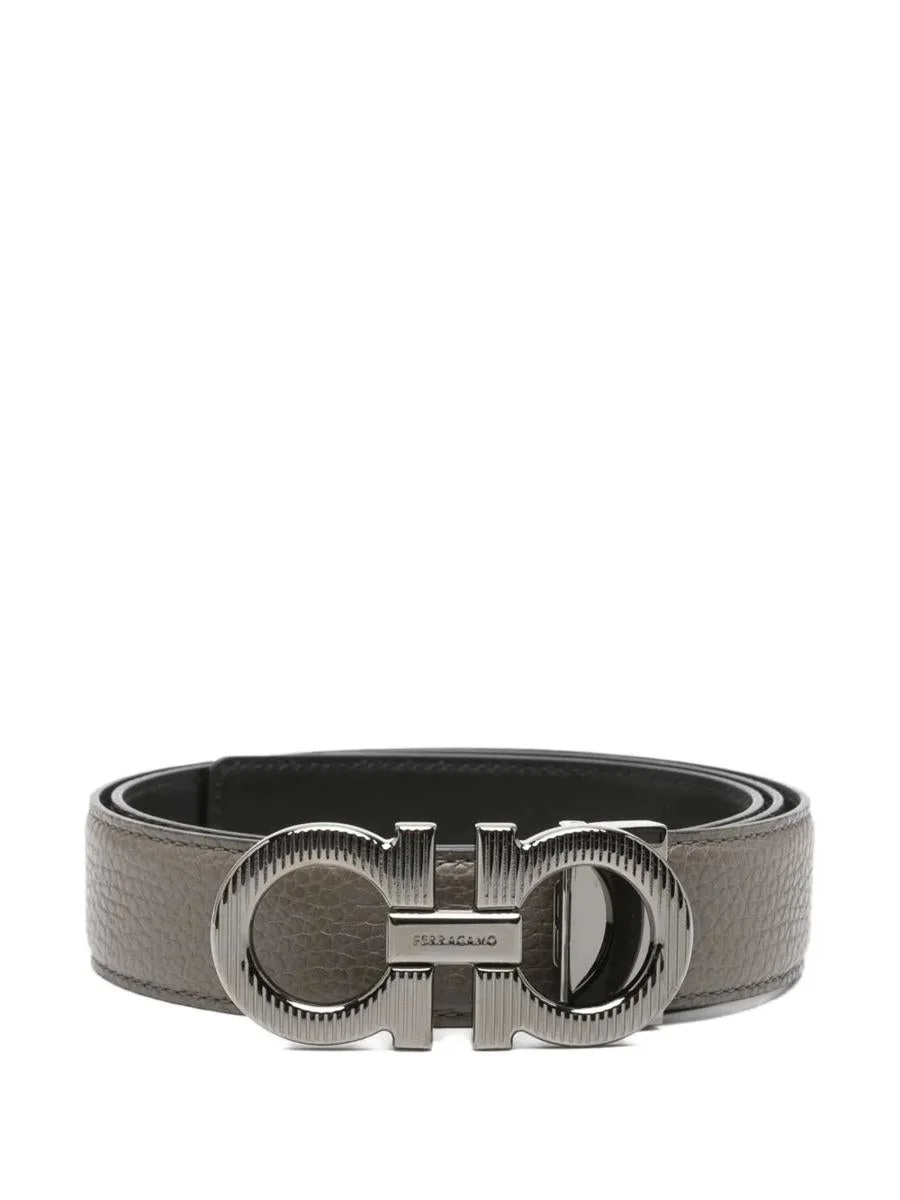 Salvatore Ferragamo Knurled Buckle Two-Tone Reversible Gancini Belt Accessories - 1