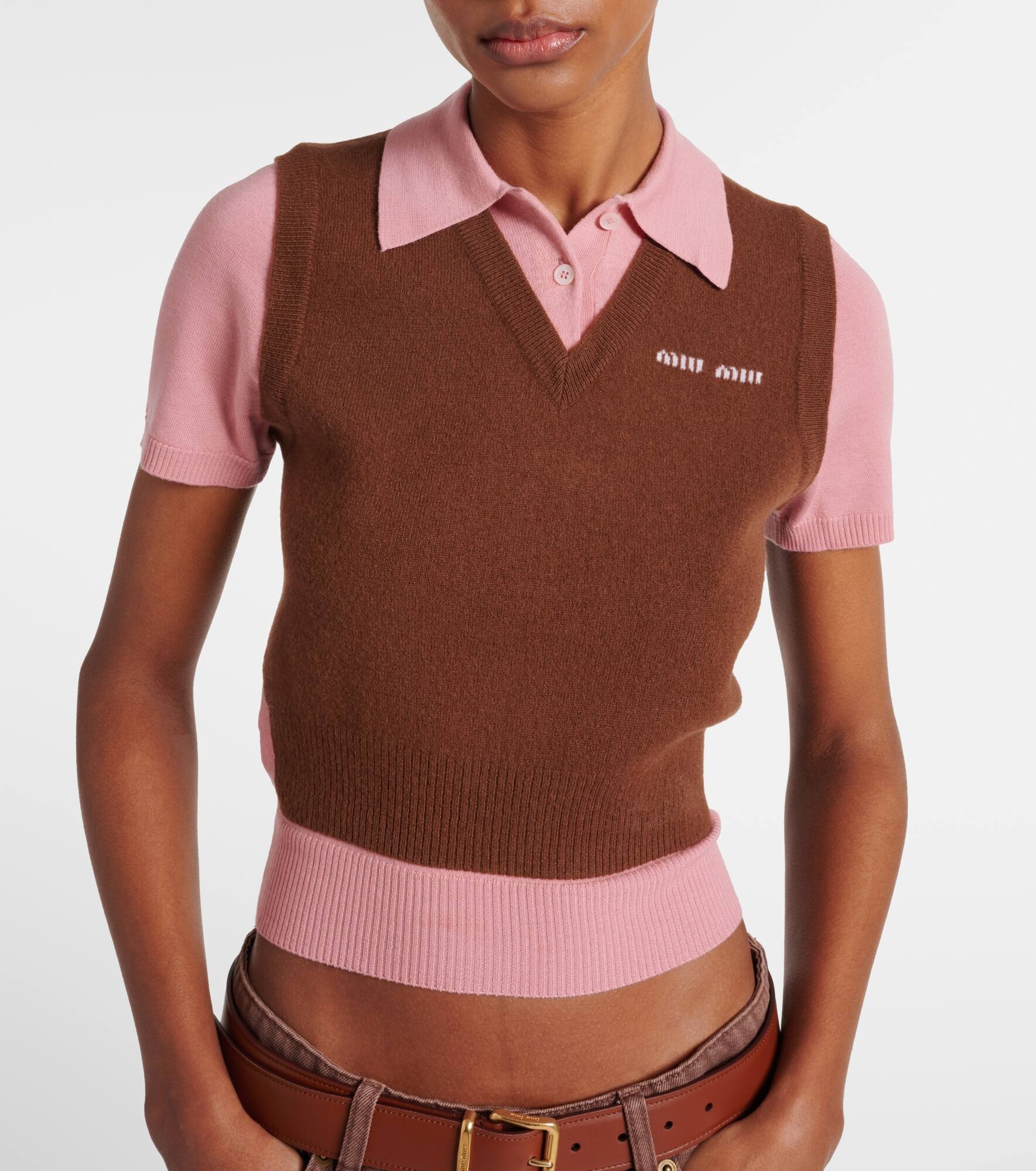 Layered wool and cashmere polo shirt - 4