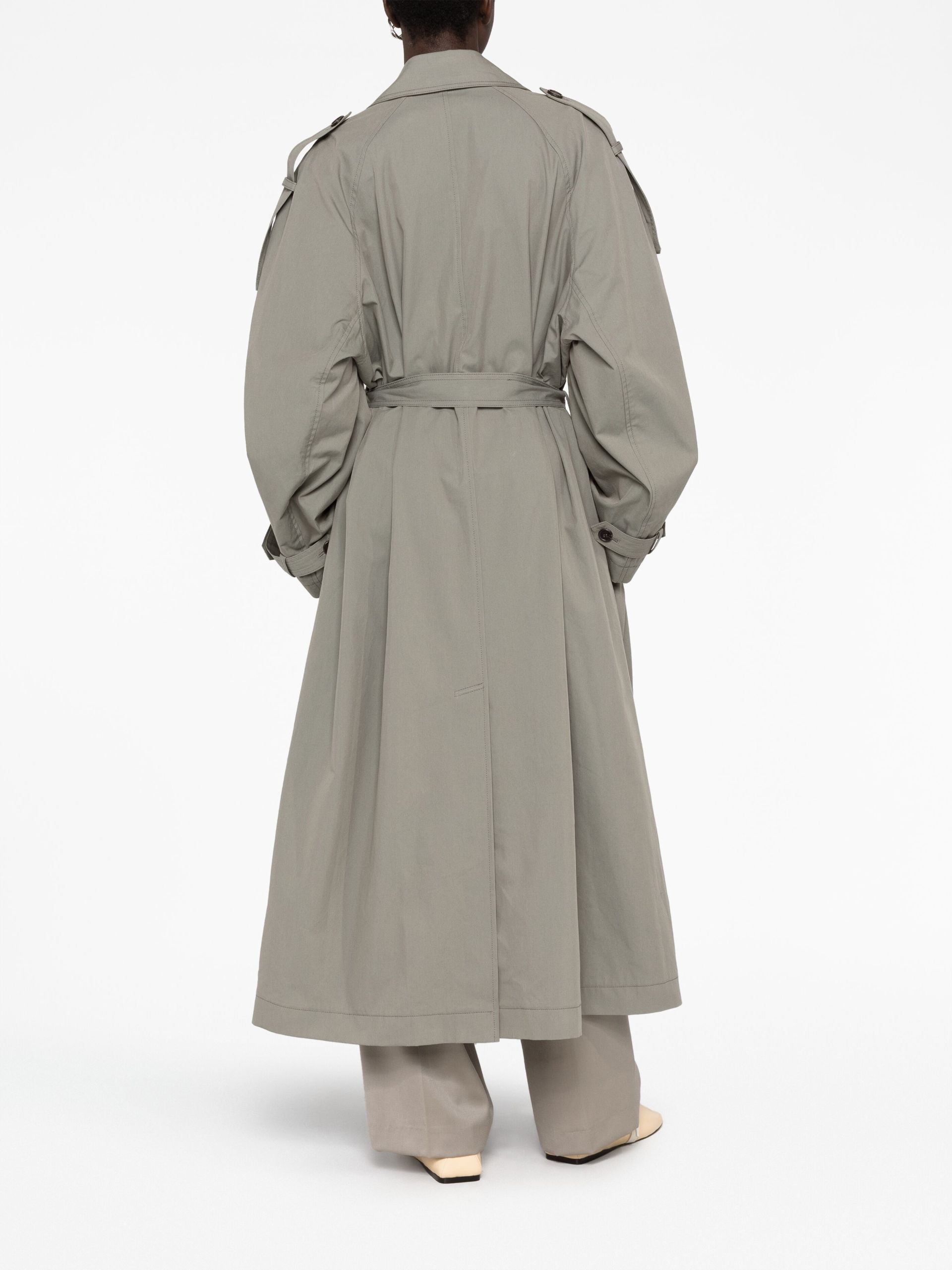 Grey Double Breasted Trench Coat - 4