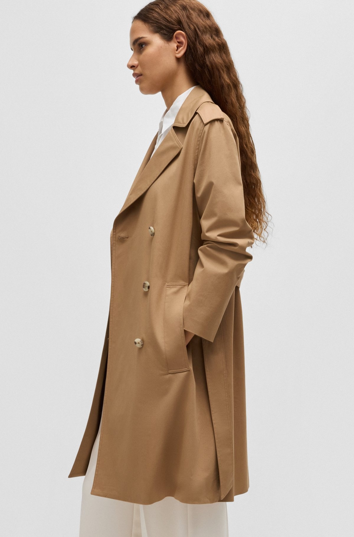 WATER-REPELLENT TRENCH COAT IN STRETCH-COTTON GABARDINE - 6