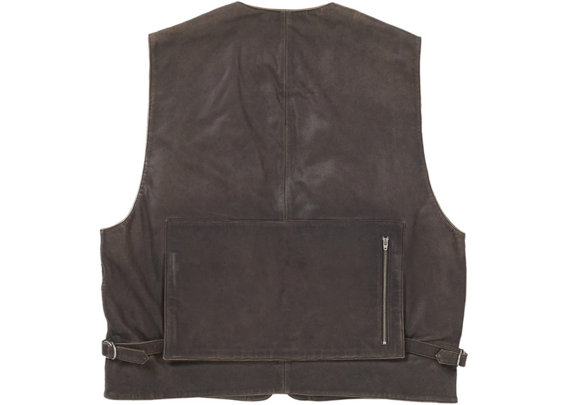 Supreme Supreme Leather Cargo Vest Brown outlook