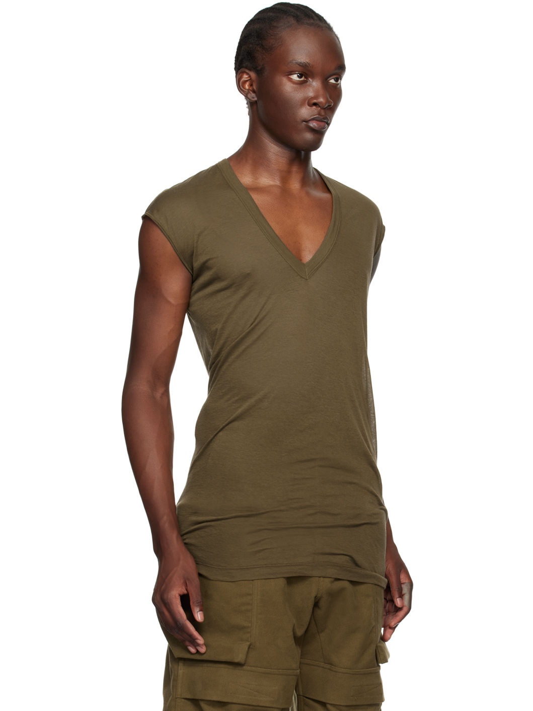 Khaki Porterville Deep V T-Shirt - 2