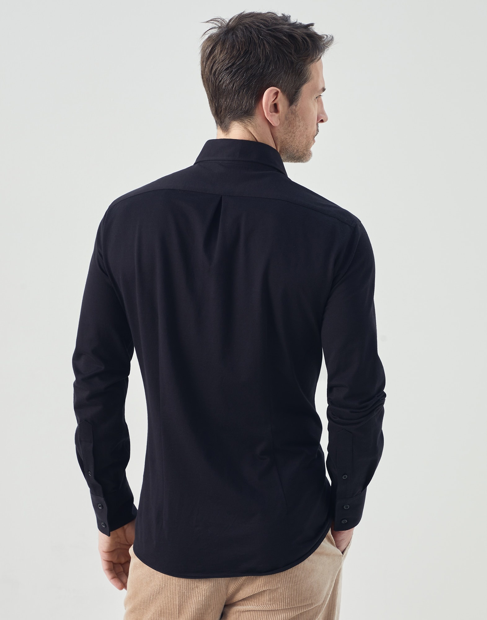Cotton piqué slim fit shirt with spread collar - 2