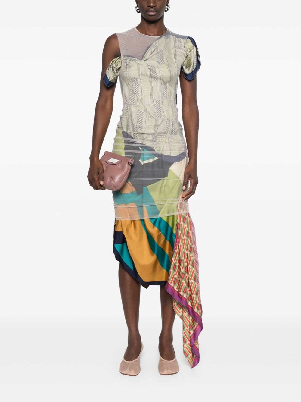 silk-scarves midi dress - 2