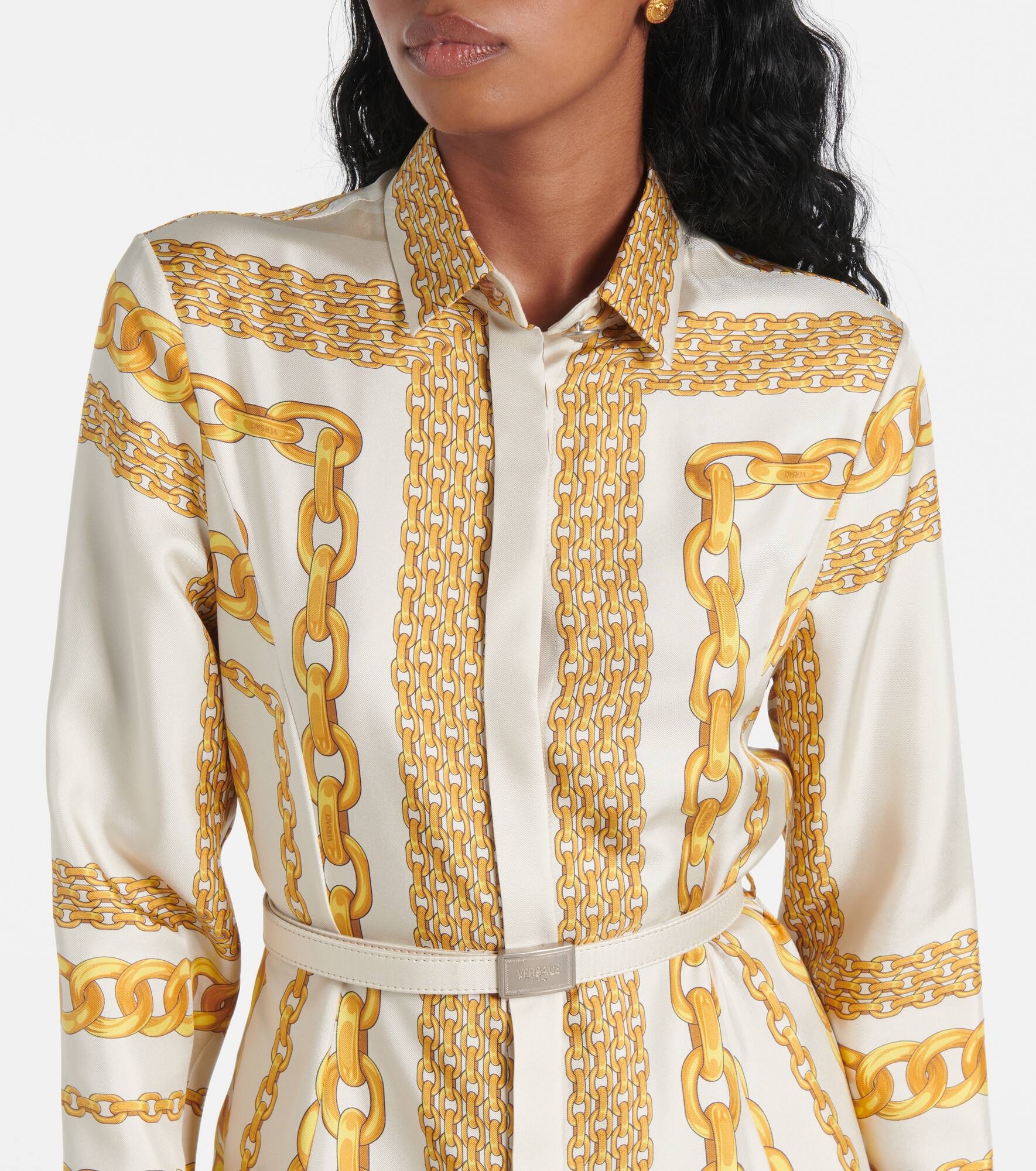 Versace Treasure silk twill shirt dress - 4