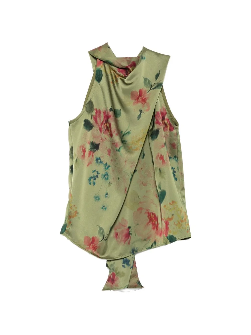 floral-print draped blouse - 1