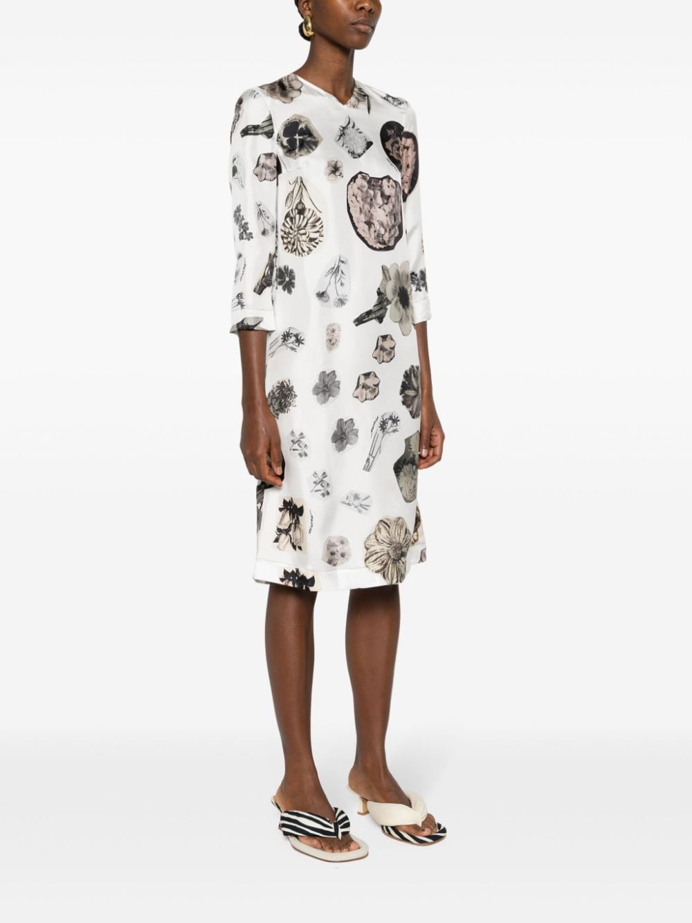 floral collage-print silk dress - 3