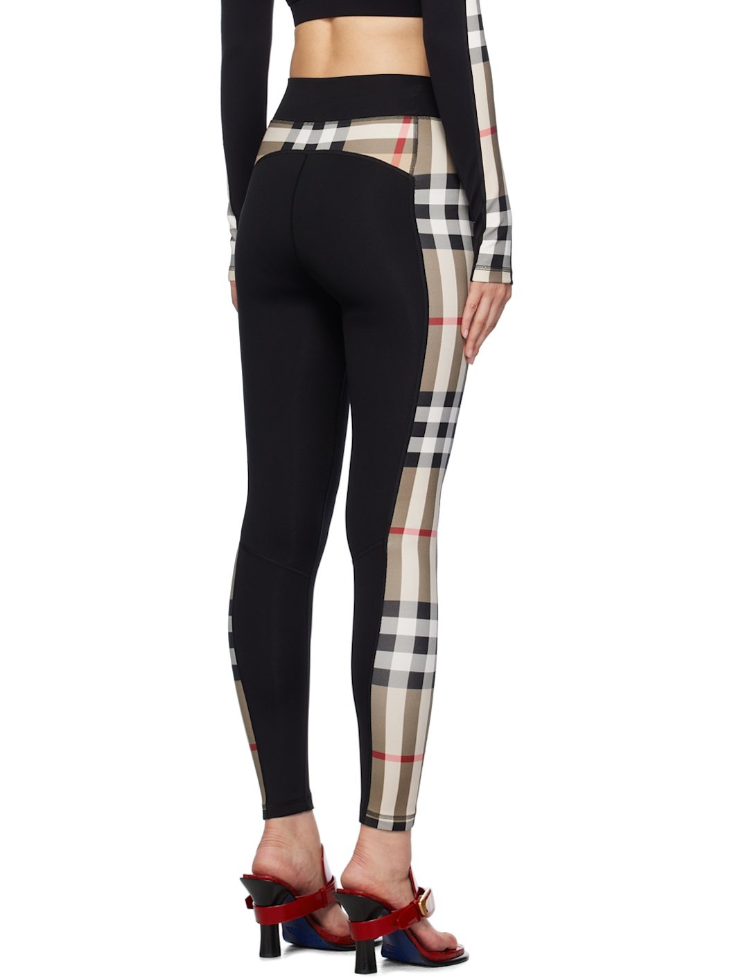 Black Check Trim Leggings - 3