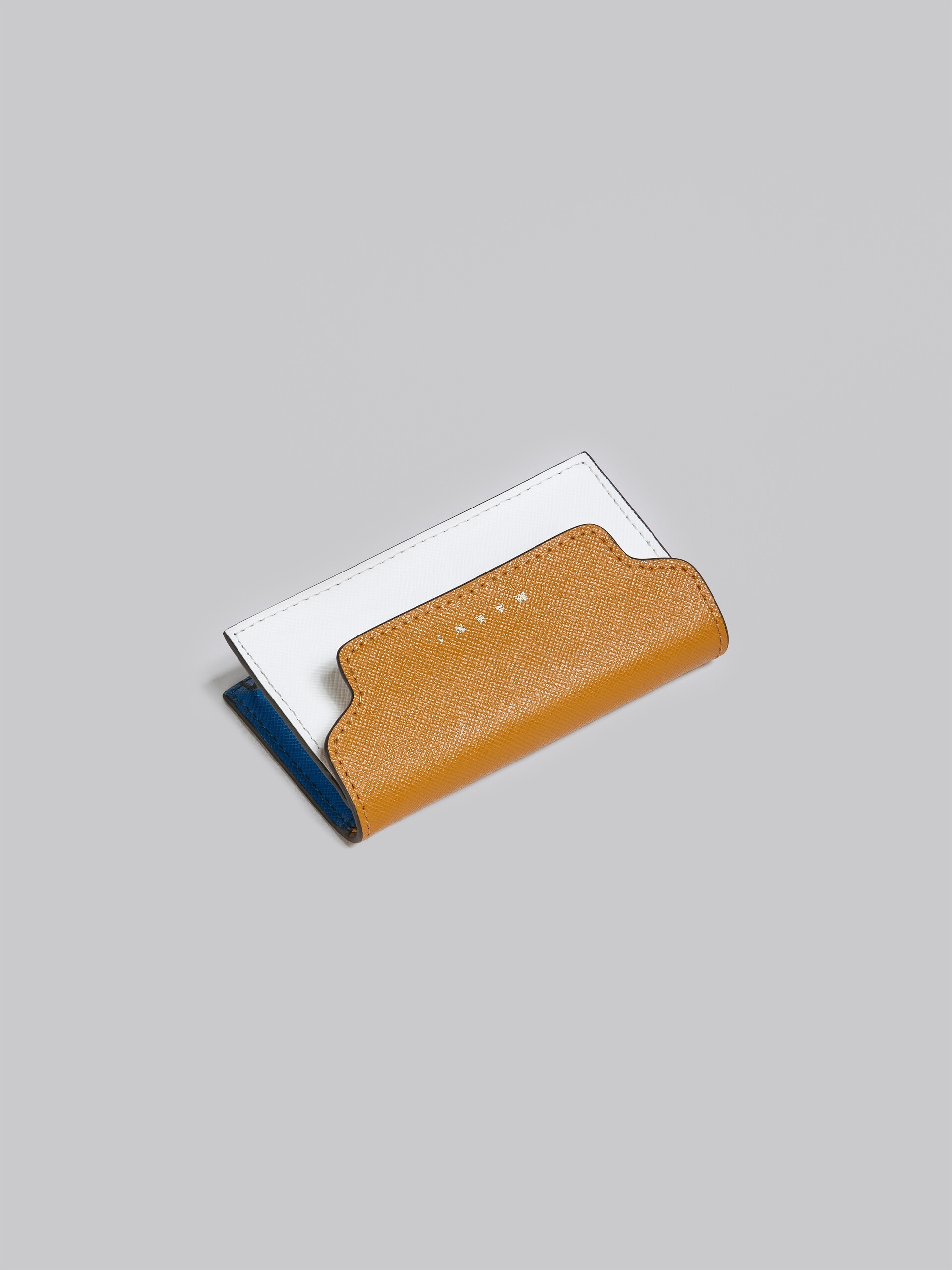 BROWN WHITE AND BLUE SAFFIANO BUSINESS CARD CASE - 3