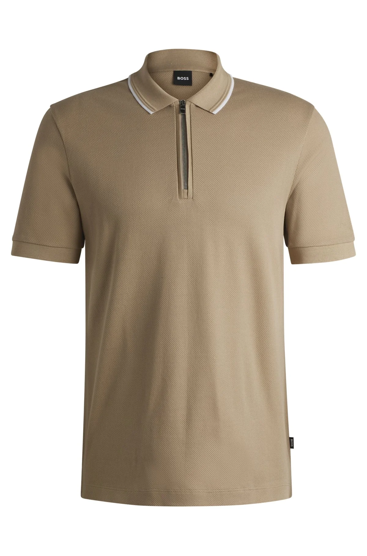 STRUCTURED-COTTON POLO SHIRT WITH ZIP PLACKET - 1